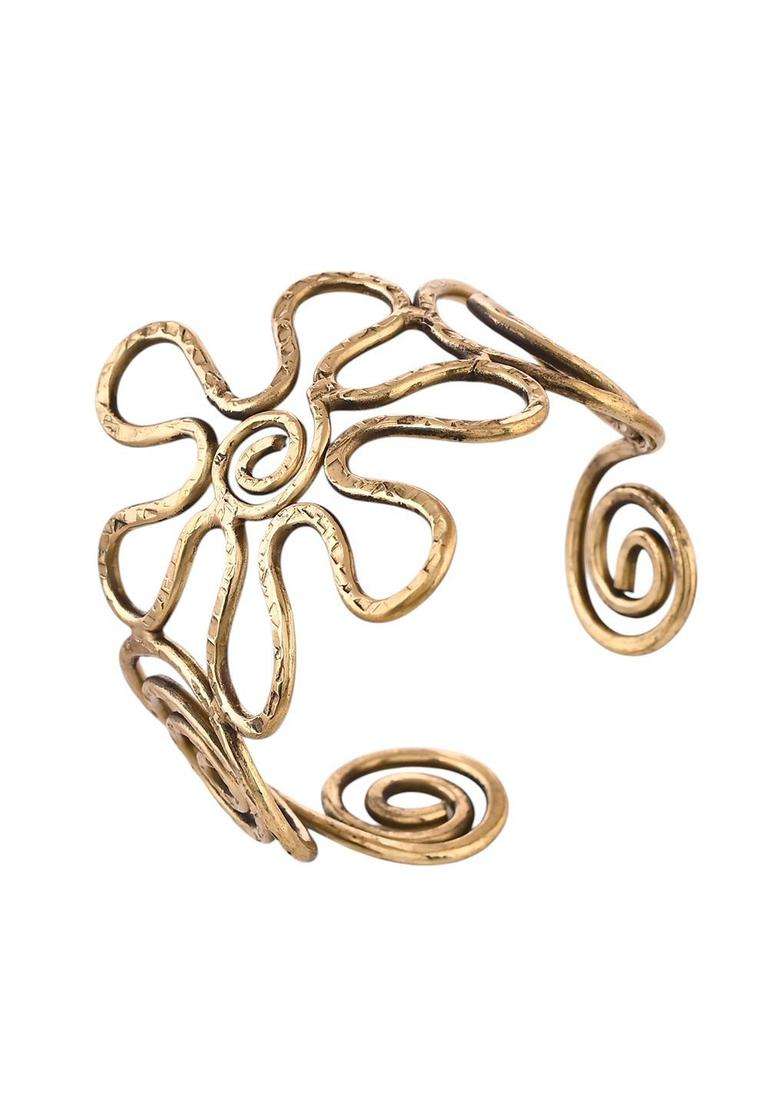 Brass Temple Gold-Plated Cuff Bracelet for Women | Stylish Party & Everyday Wear | Gift for Her - Indya