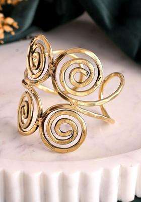 Brass Temple Gold-Plated Cuff Bracelet for Women | Stylish Party & Everyday Wear | Gift for Her