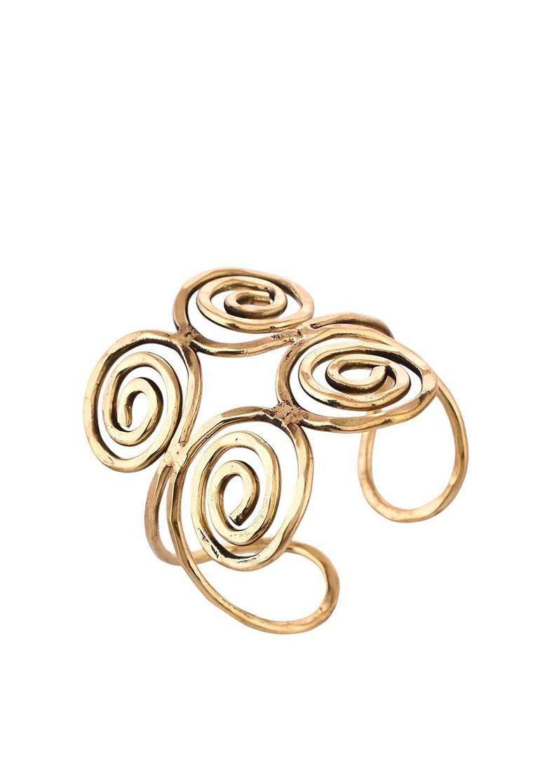 Brass Temple Gold-Plated Cuff Bracelet for Women | Stylish Party & Everyday Wear | Gift for Her - Indya