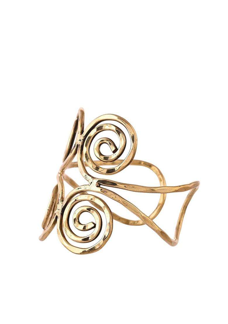 Brass Temple Gold-Plated Cuff Bracelet for Women | Stylish Party & Everyday Wear | Gift for Her - Indya