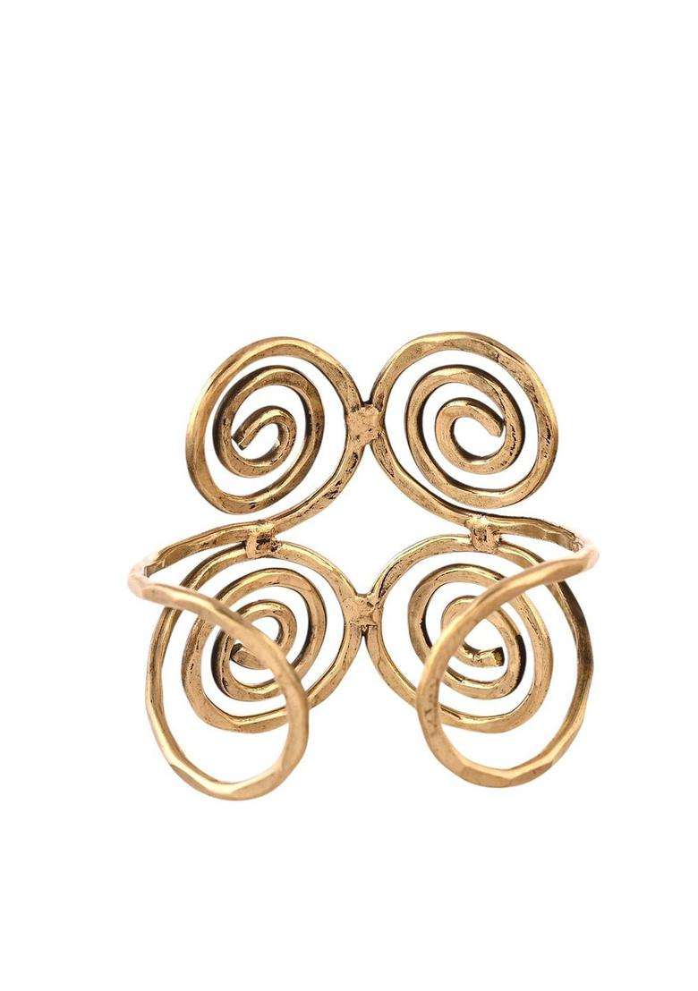 Brass Temple Gold-Plated Cuff Bracelet for Women | Stylish Party & Everyday Wear | Gift for Her - Indya