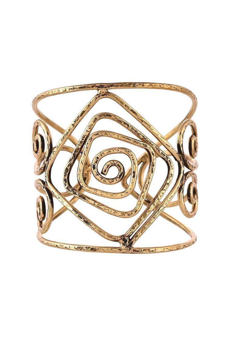 Brass Temple Gold-Plated Cuff Bracelet for Women | Fusion Party & Festive Wear | Gift for Her - Indya