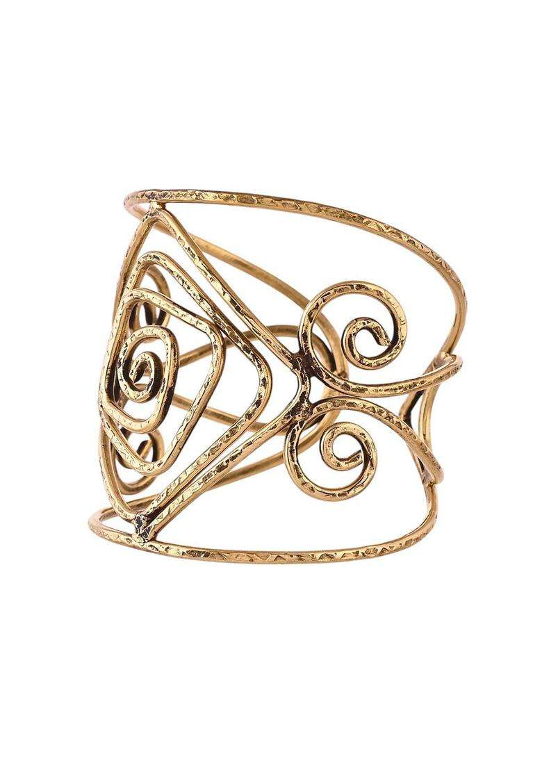 Brass Temple Gold-Plated Cuff Bracelet for Women | Fusion Party & Festive Wear | Gift for Her - Indya