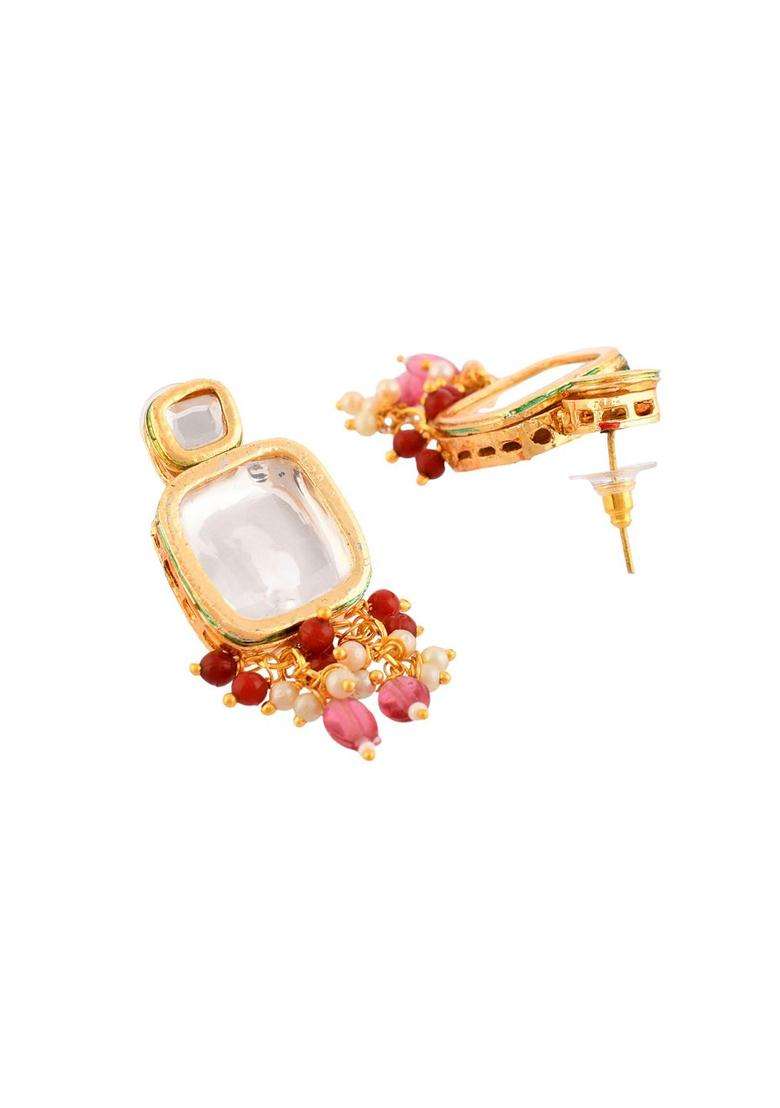 Gold-Plated Kundan-Studded & Beaded Jewellery Set for Women | Traditional Temple Jewellery for Wedding & Festive Wear | Gift for Her - Indya