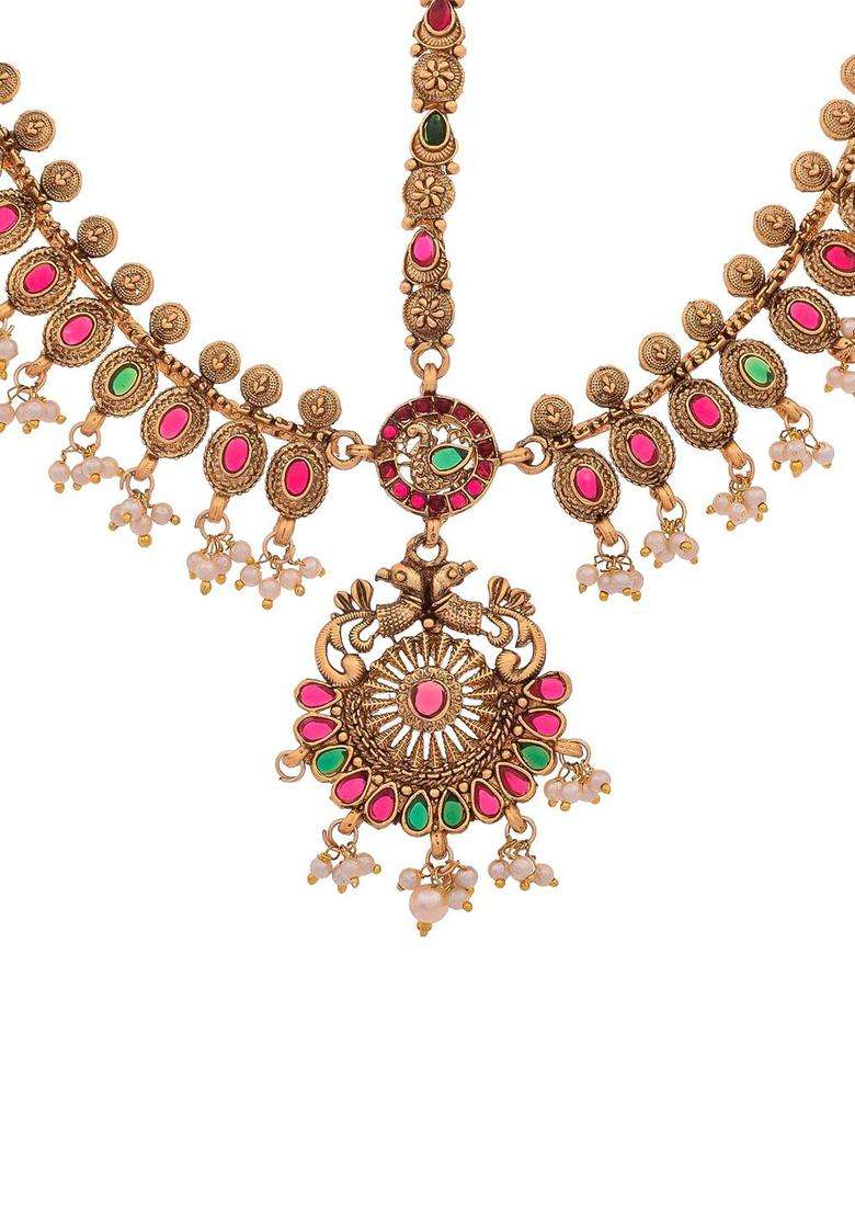 Gold-Plated Pearls Studded Matha Patti for Women | Traditional Temple Jewellery for Wedding & Festive Wear | Gift for Her - Indya