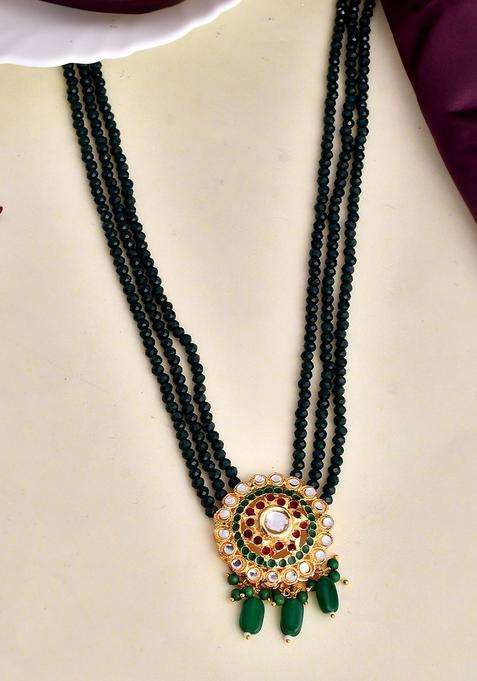 Gold-Plated Brass Layered Necklace with Kundan for Women | Traditional Temple Jewellery for Wedding & Festive Wear | Gift for Her