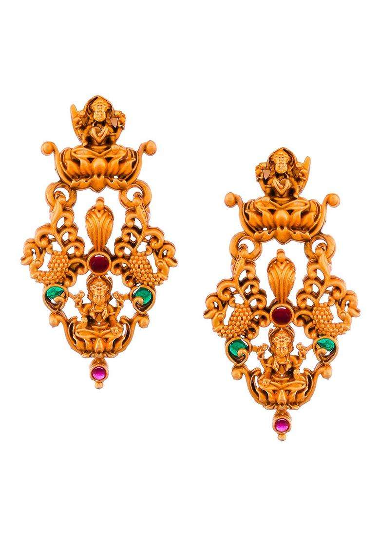 Gold-Plated Pink & Green Stone-Studded & Beaded Choker Jewellery Set for Women | Traditional Temple Jewellery for Wedding & Festive Wear | Gift for Her - Indya