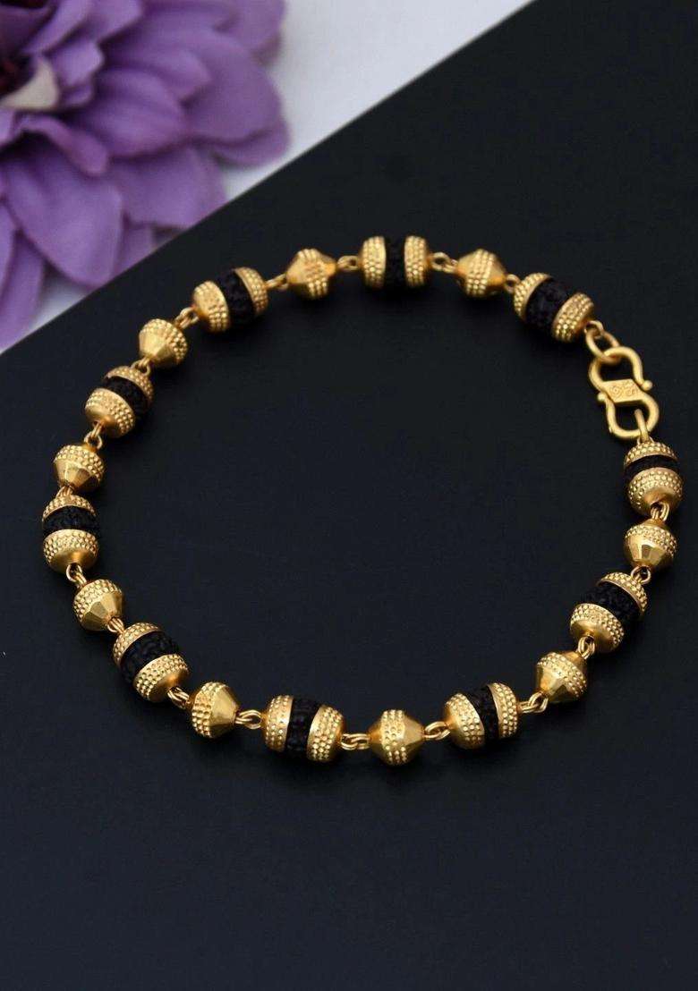 Gold-Plated Rudraksha Bracelet for Men | Traditional Temple Jewellery for Wedding & Festive Wear | Gift for Him - Indya