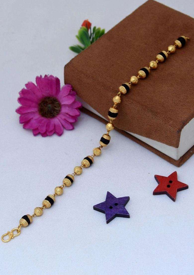 Gold-Plated Rudraksha Bracelet for Men | Traditional Temple Jewellery for Wedding & Festive Wear | Gift for Him - Indya