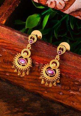 Gold-Plated Circular Drop Earrings for Women | Traditional Temple Jewellery for Wedding & Festive Wear | Gift for Her