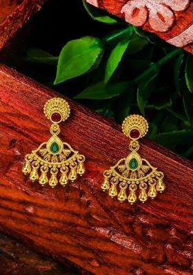 Gold-Plated Circular Drop Earrings for Women | Traditional Temple Jewellery for Wedding & Festive Wear | Gift for Her