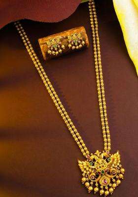 Gold-Plated Antique Temple Necklace for Women | Traditional Temple Jewellery for Wedding & Festive Wear | Gift for Her