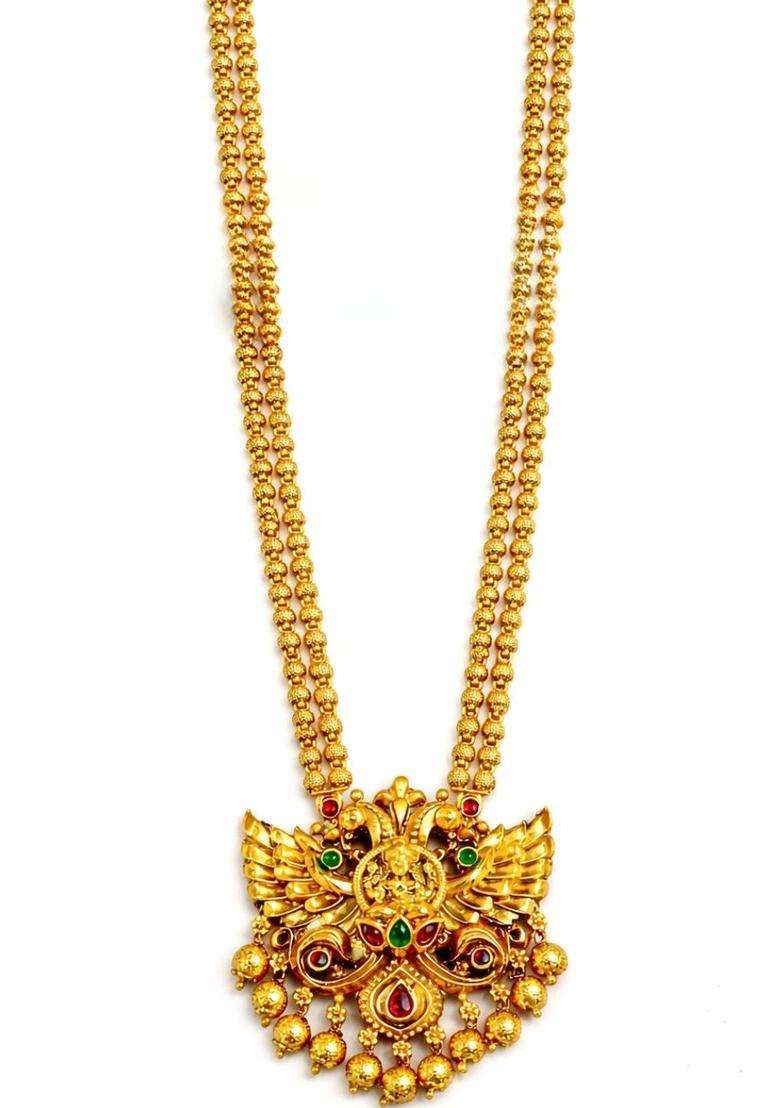 Gold-Plated Antique Temple Necklace for Women | Traditional Temple Jewellery for Wedding & Festive Wear | Gift for Her - Indya