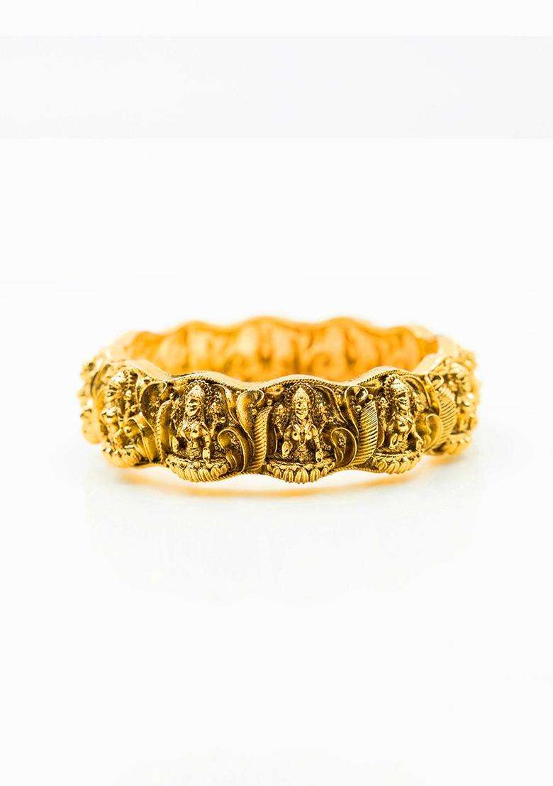 Set of 2 Gold-Plated Temple Bangles for Women | Traditional Temple Jewellery for Wedding & Festive Wear | Gift for Her - Indya