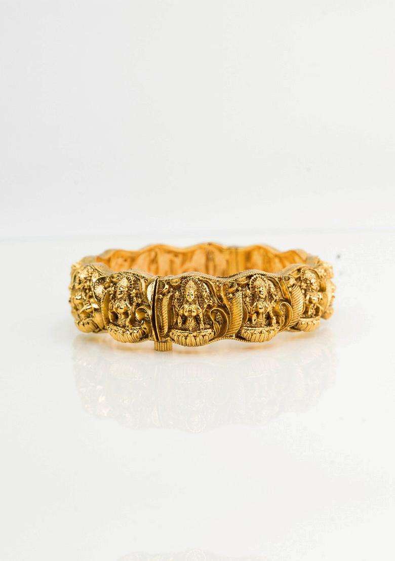 Set of 2 Gold-Plated Temple Bangles for Women | Traditional Temple Jewellery for Wedding & Festive Wear | Gift for Her - Indya