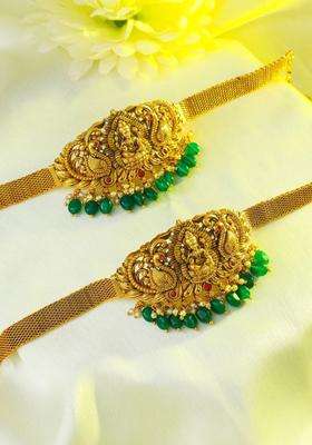 2 Brass Temple Gold-Plated Bangle-Style Bracelet for Women | Traditional Temple Jewellery for Wedding & Festive Wear | Gift for Her