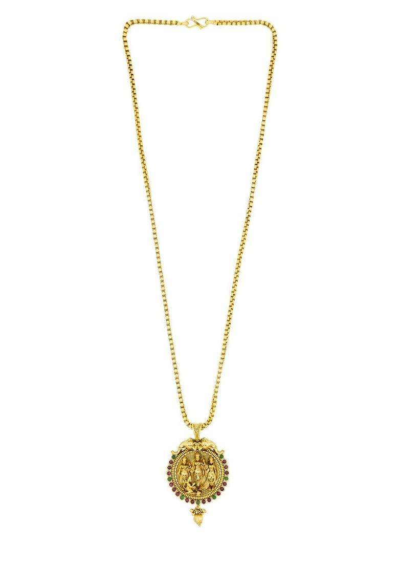 Gold-Plated Kundan Studded Jewellery Set for Women | Traditional Temple Jewellery for Wedding & Festive Wear | Gift for Her - Indya
