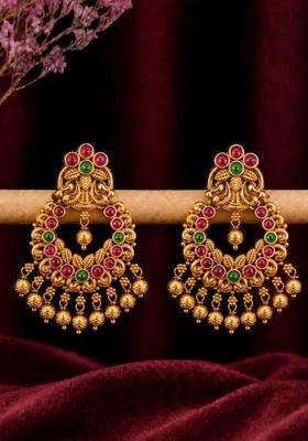 Gold-Plated Circular Drop Earrings for Women | Traditional Temple Jewellery for Wedding & Festive Wear | Gift for Her