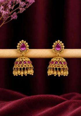 Gold-Plated Circular Jhumkas Earrings for Women | Traditional Temple Jewellery for Wedding & Festive Wear | Gift for Her