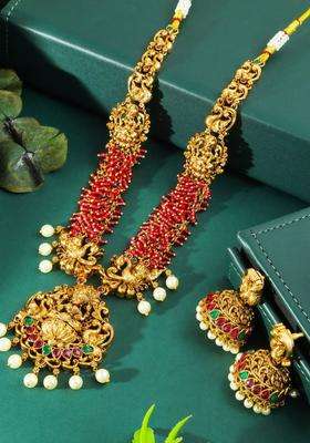 Brass Gold-Plated Temple Necklace for Women | Traditional Temple Jewellery for Wedding & Festive Wear | Gift for Her