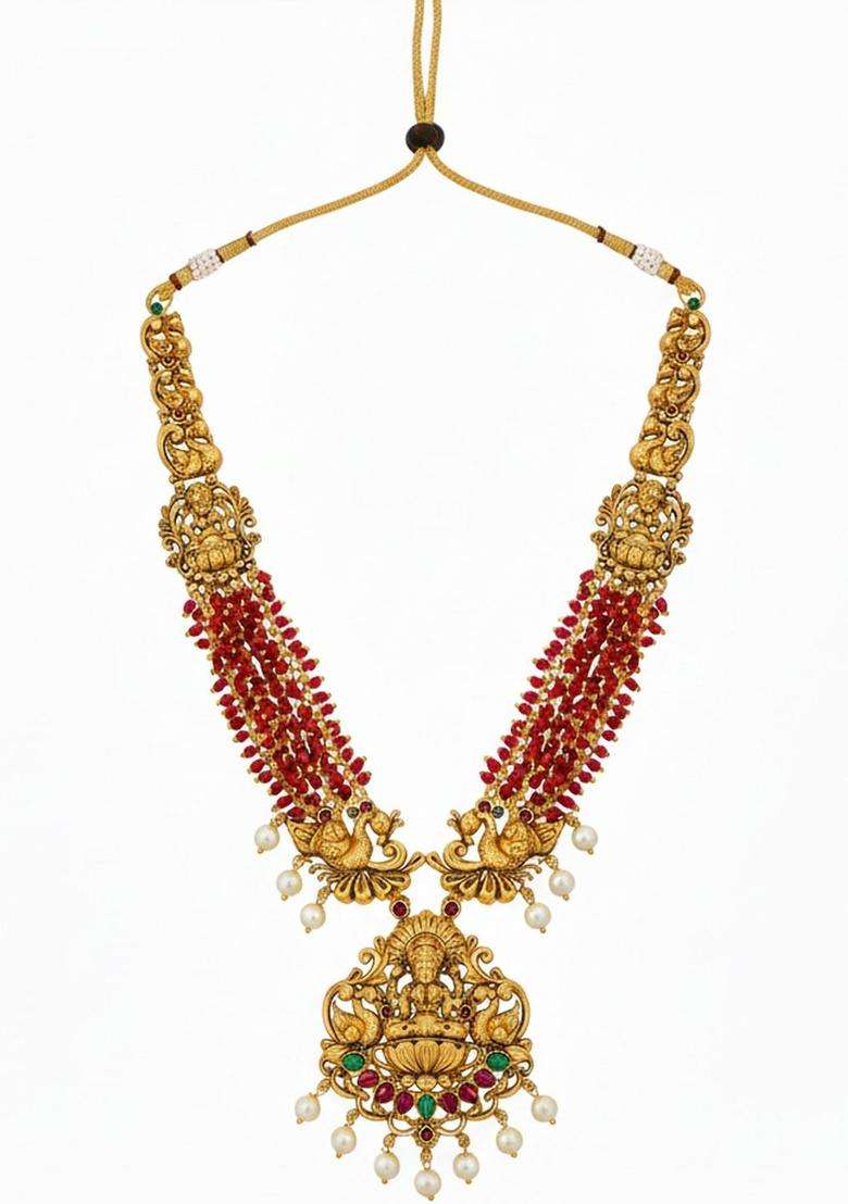 Brass Gold-Plated Temple Necklace for Women | Traditional Temple Jewellery for Wedding & Festive Wear | Gift for Her - Indya