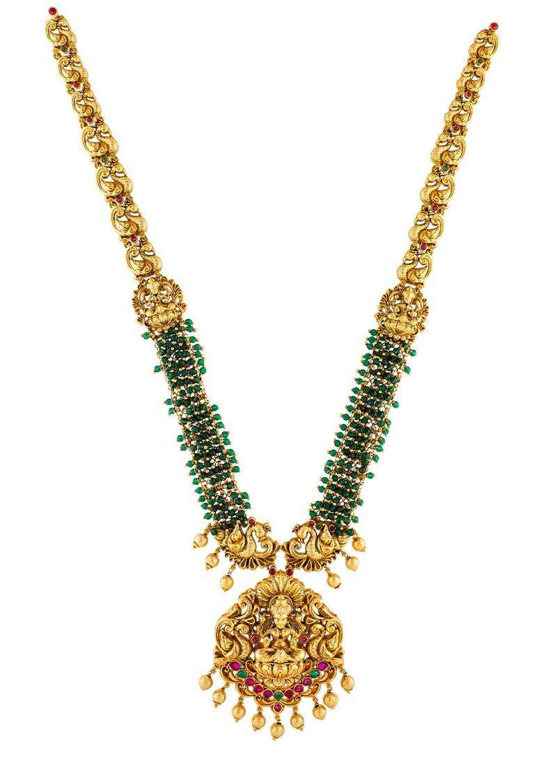 Brass Gold-Plated Temple Necklace for Women | Traditional Temple Jewellery for Wedding & Festive Wear | Gift for Her - Indya
