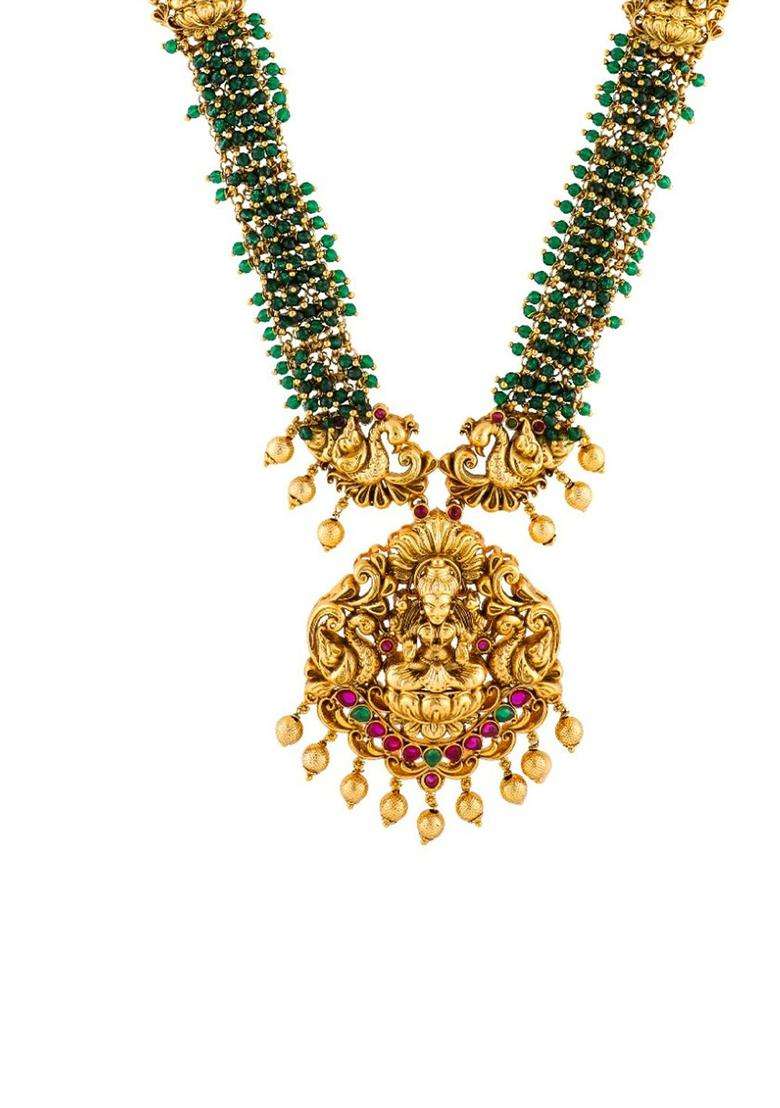 Brass Gold-Plated Temple Necklace for Women | Traditional Temple Jewellery for Wedding & Festive Wear | Gift for Her - Indya