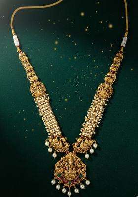 Brass Gold-Plated Temple Necklace for Women | Traditional Temple Jewellery for Wedding & Festive Wear | Gift for Her