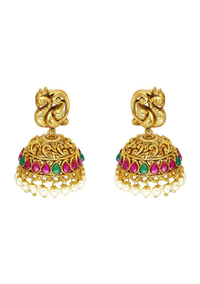Brass Gold-Plated Temple Necklace for Women | Traditional Temple Jewellery for Wedding & Festive Wear | Gift for Her - Indya