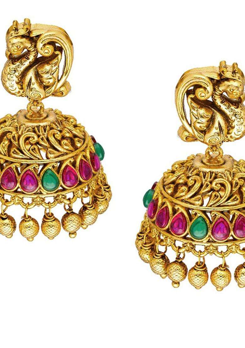 Brass Gold-Plated Temple Necklace for Women | Traditional Temple Jewellery for Wedding & Festive Wear | Gift for Her - Indya
