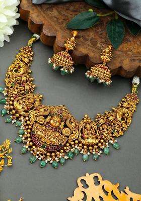 Brass Gold-Plated Temple Necklace for Women | Traditional Temple Jewellery for Wedding & Festive Wear | Gift for Her