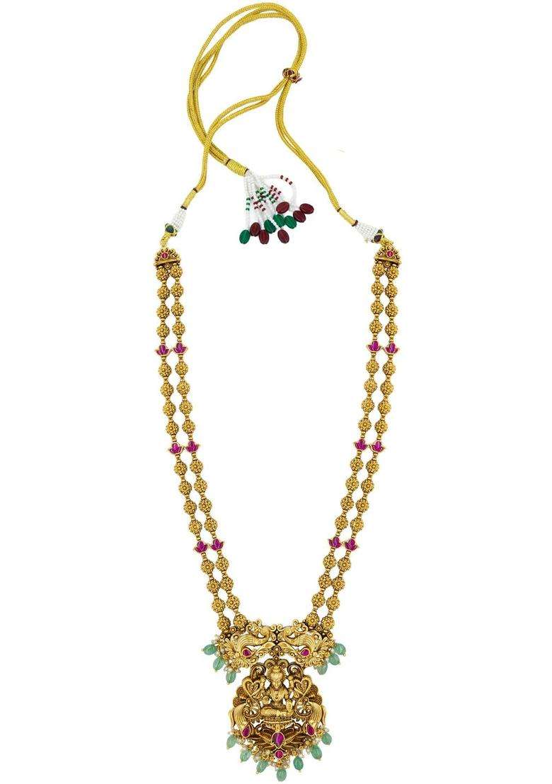Brass Gold-Plated Temple Necklace for Women | Traditional Temple Jewellery for Wedding & Festive Wear | Gift for Her - Indya