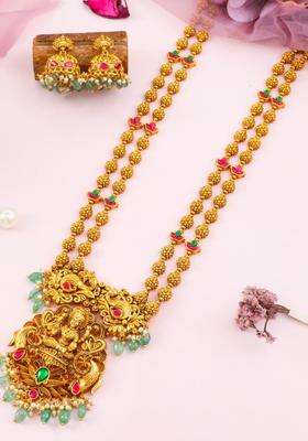 Brass Gold-Plated Temple Necklace for Women | Traditional Temple Jewellery for Wedding & Festive Wear | Gift for Her