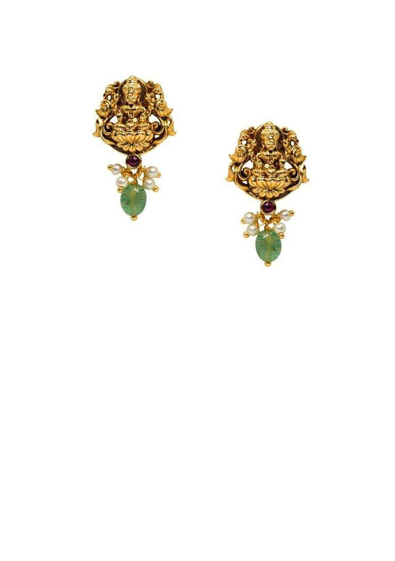 Gold-Plated Kundan-Studded & Pearls Beaded Jewellery Set for Women | Traditional Temple Jewellery for Wedding & Festive Wear | Gift for Her - Indya