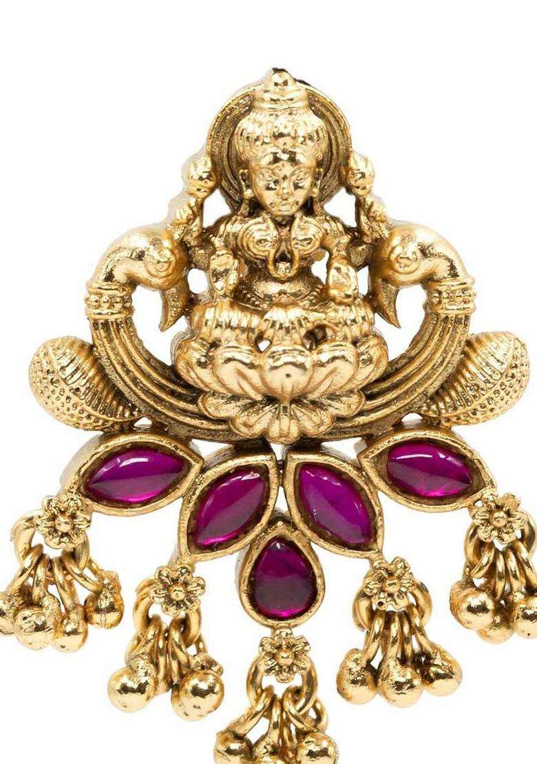 Gold-Plated Artificial Stones and Beaded Contemporary Drop Earrings for Women | Traditional Temple Jewellery for Wedding & Festive Wear | Gift for Her - Indya