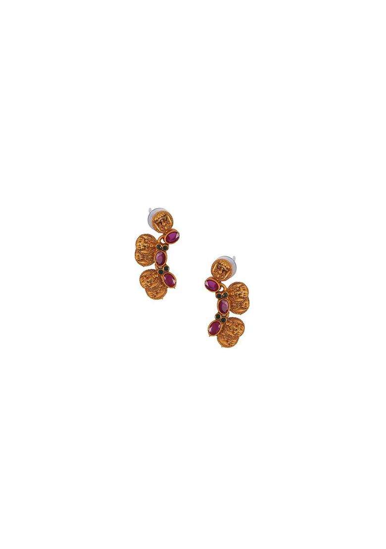 Gold-Plated Stone Studded Lakshmi Goddess Coins Jewellery Set for Women | Traditional Temple Jewellery for Wedding & Festive Wear | Gift for Her - Indya