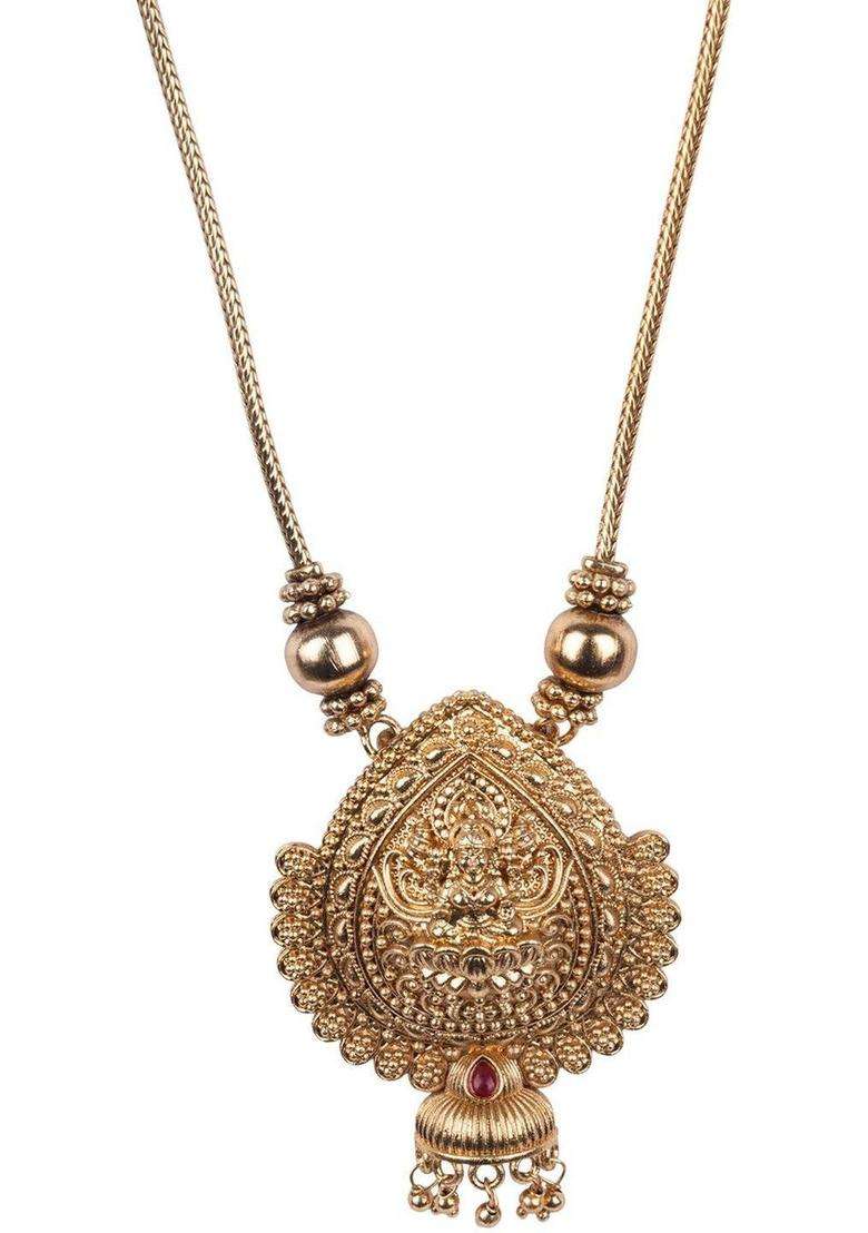 Gold-Plated Artificial Stones Studded & Beaded Temple Jewellery Set for Women | Traditional Temple Jewellery for Wedding & Festive Wear | Gift for Her - Indya
