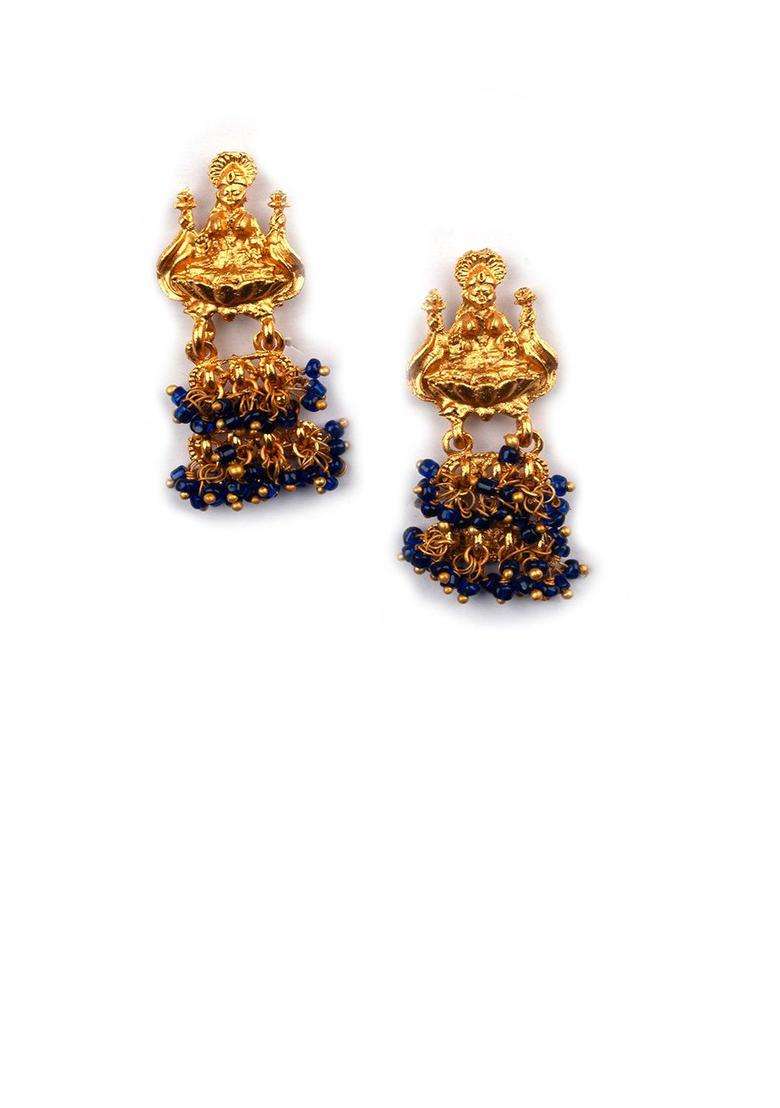 Gold-Plated Contemporary Drop Earrings for Women | Traditional Temple Jewellery for Wedding & Festive Wear | Gift for Her - Indya