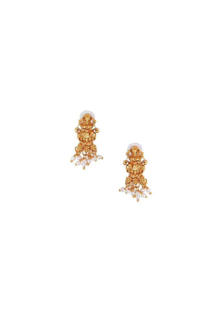 Gold-Plated Stone Studded & Beaded Lakshmi Goddess Temple Jewellery Set for Women | Traditional Temple Jewellery for Wedding & Festive Wear | Gift for Her - Indya