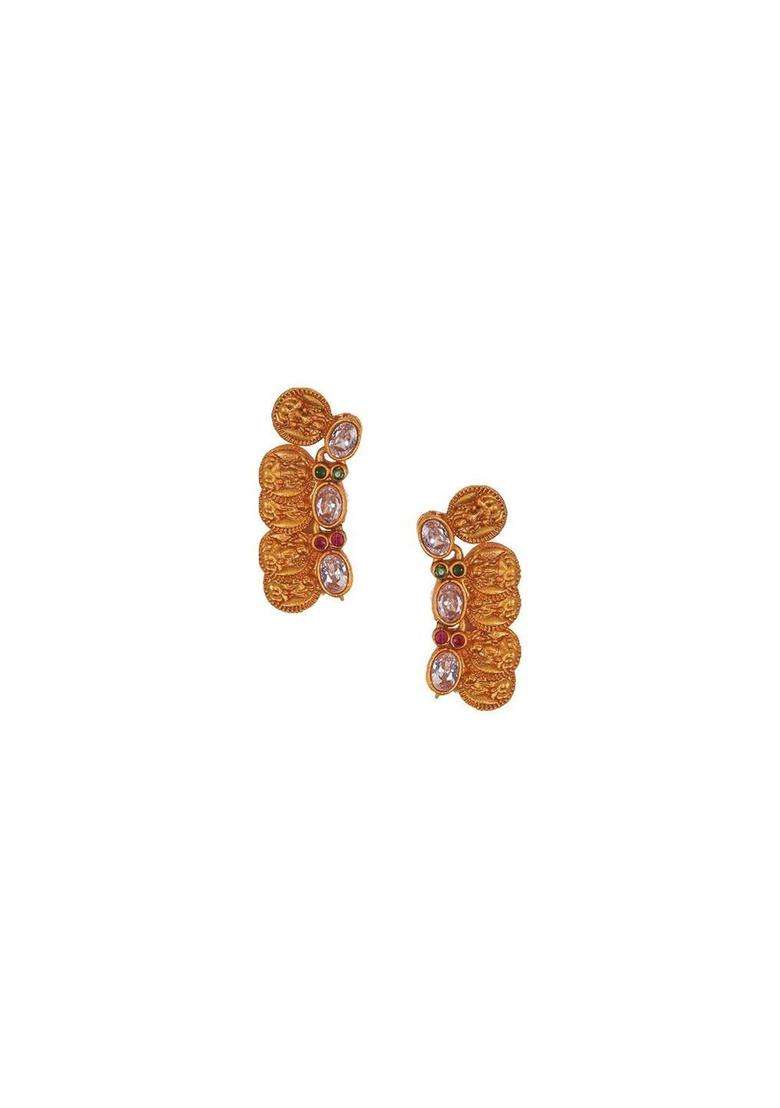Gold-Plated Stone Studded Lakshmi Goddess Coins Jewellery Set for Women | Traditional Temple Jewellery for Wedding & Festive Wear | Gift for Her - Indya