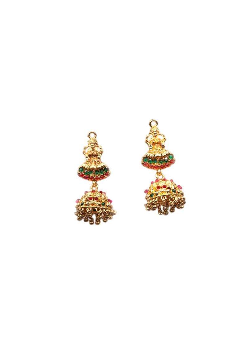 Gold-Plated Stone Studded Lakshmi Goddess Jewellery Set for Women | Traditional Temple Jewellery for Wedding & Festive Wear | Gift for Her - Indya