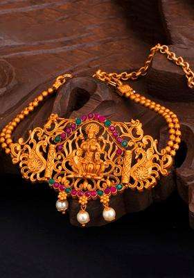Gold-Plated Temple Armlet Bracelet with Pearl for Women | Traditional Temple Jewellery for Wedding & Festive Wear | Gift for Her