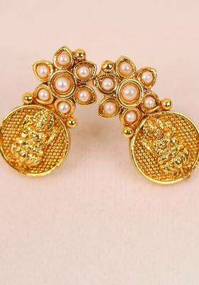 Gold-Plated Artificial Stone-Studded Temple Jewellery Set for Women | Traditional Temple Jewellery for Wedding & Festive Wear | Gift for Her