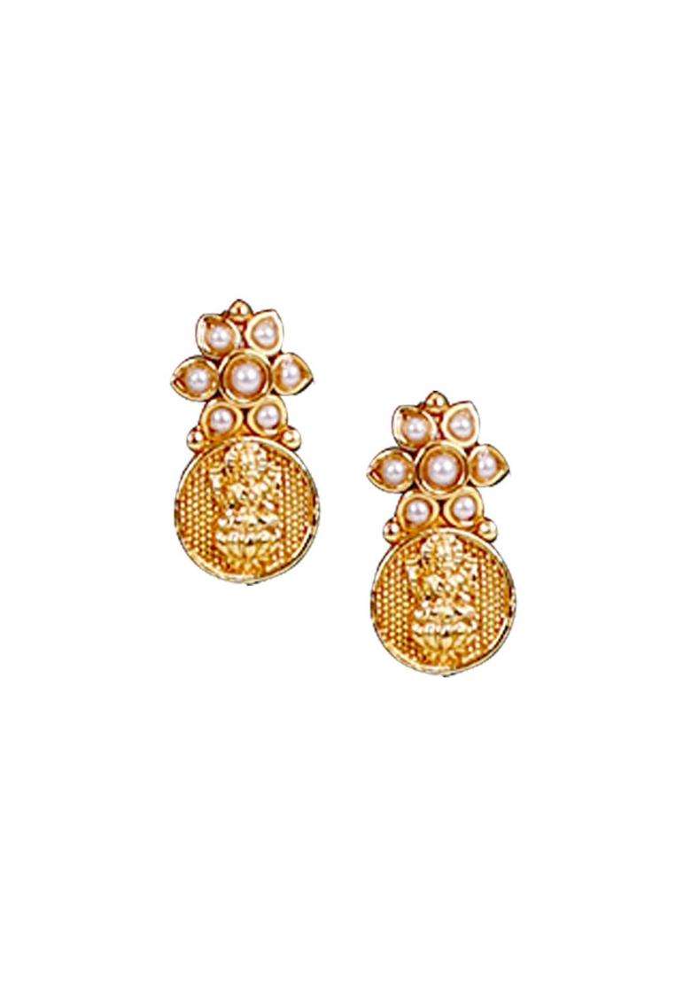 Gold-Plated Artificial Stone-Studded Temple Jewellery Set for Women | Traditional Temple Jewellery for Wedding & Festive Wear | Gift for Her - Indya
