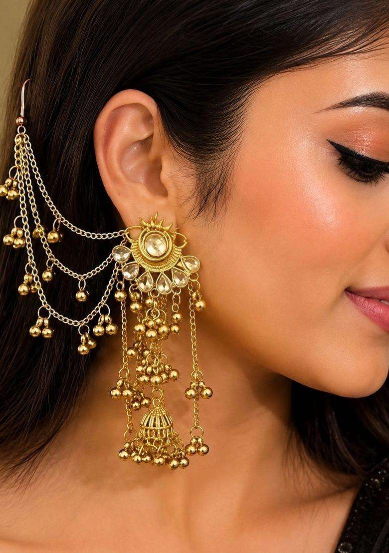 Gold-Plated Circular Jhumkas Earrings for Women | Traditional Temple Jewellery for Wedding & Festive Wear | Gift for Her - Indya