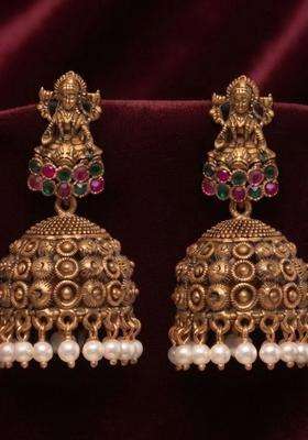 Gold-Plated Circular Jhumkas Earrings for Women | Traditional Temple Jewellery for Wedding & Festive Wear | Gift for Her