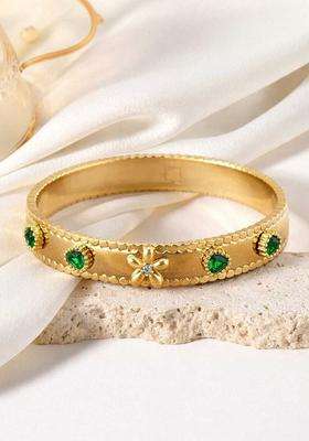 American Diamond Studded Gold-Plated Kada Bracelet for Women | Stylish Party & Everyday Wear | Gift for Her