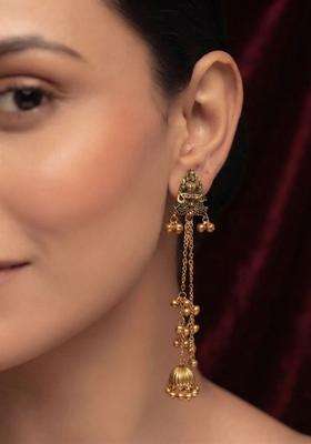 Gold-Plated Circular Drop Earrings for Women | Traditional Temple Jewellery for Wedding & Festive Wear | Gift for Her