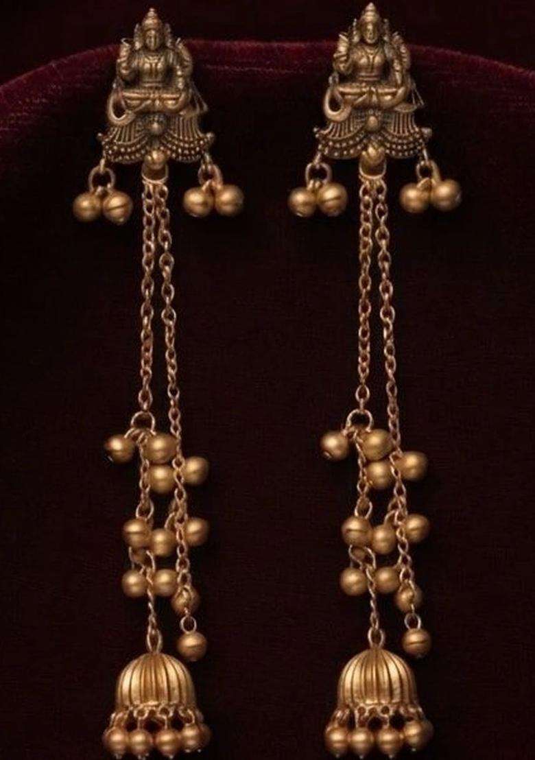 Gold-Plated Circular Drop Earrings for Women | Traditional Temple Jewellery for Wedding & Festive Wear | Gift for Her - Indya