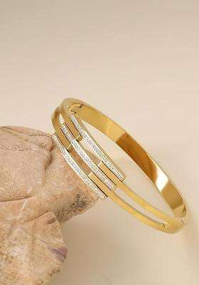 American Diamond Temple Gold-Plated Bangle-Style Bracelet for Women | Stylish Party & Everyday Wear | Gift for Her